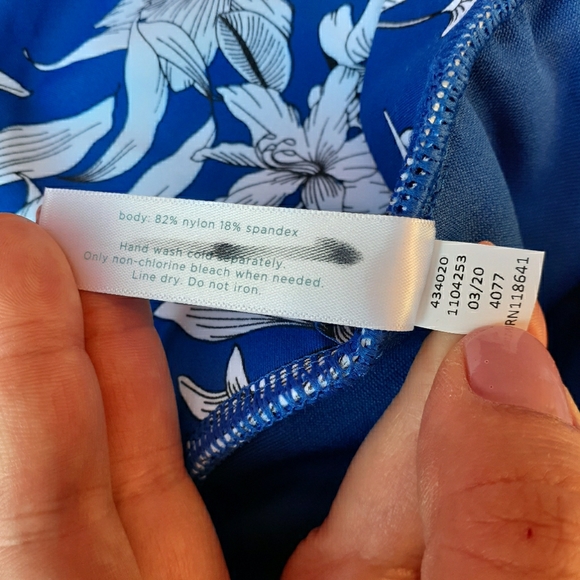 Cacique Swim Floral Surf Swimsuit Skirt Blue Tropic Flower Shaping Plus NEW - Picture 11 of 13